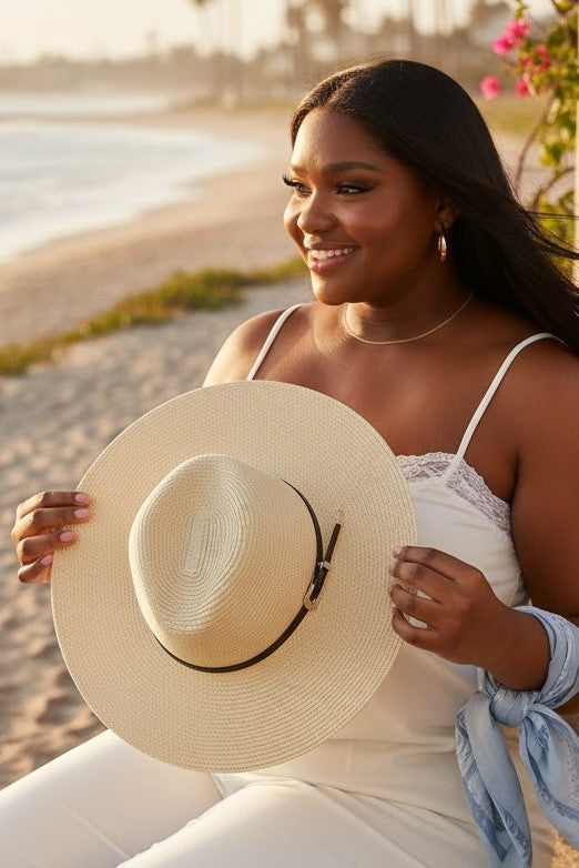 Boho Straw Fedora Hat