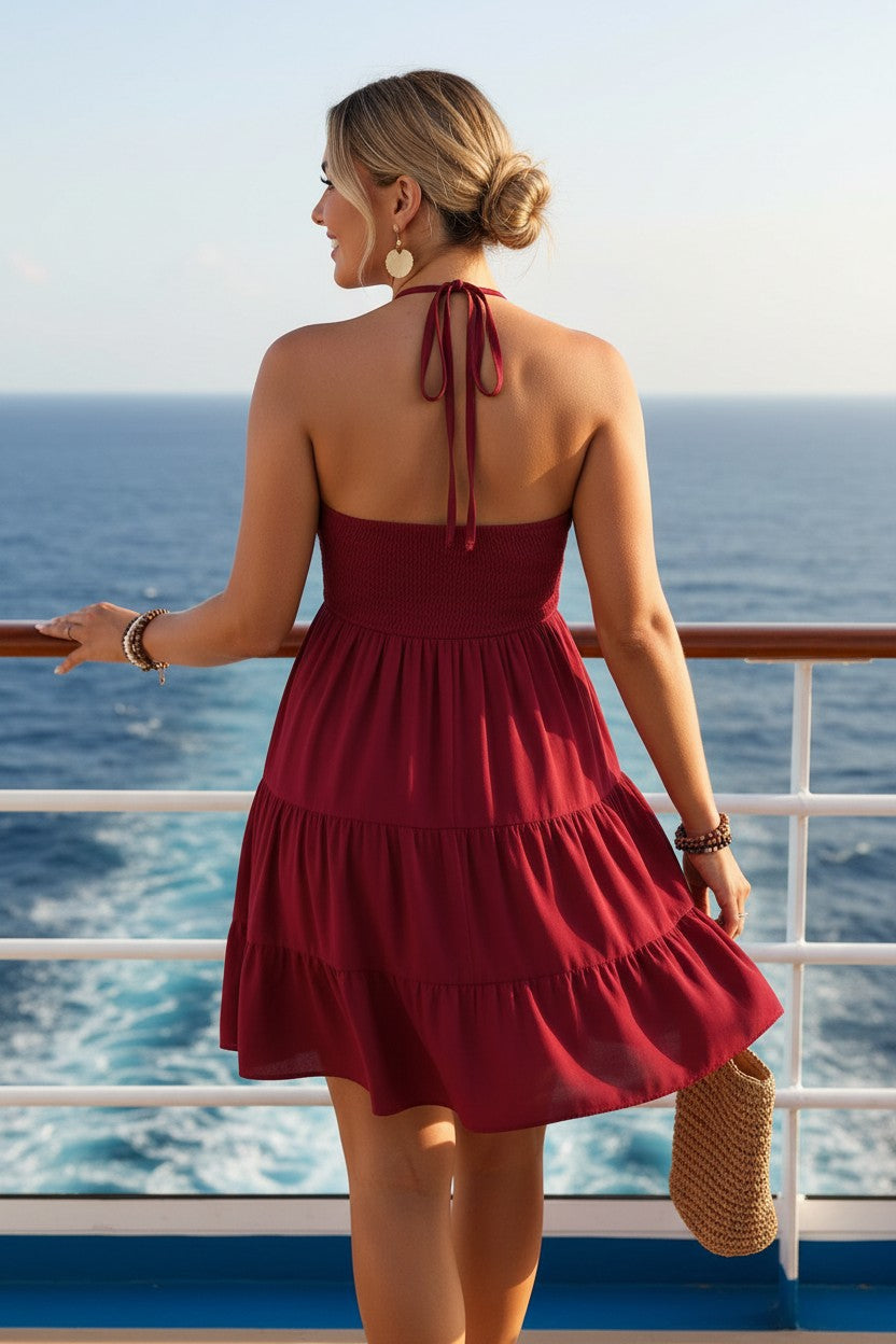 Halter Tiered Mini Dress