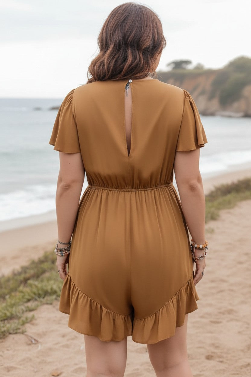 Ruffled V-Neck Romper