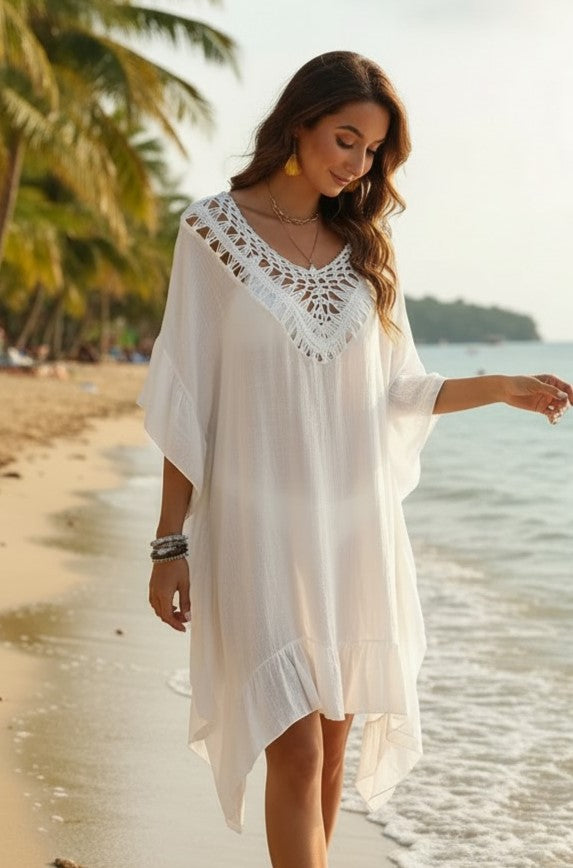 Cutout V‑Neck Cover‑Up