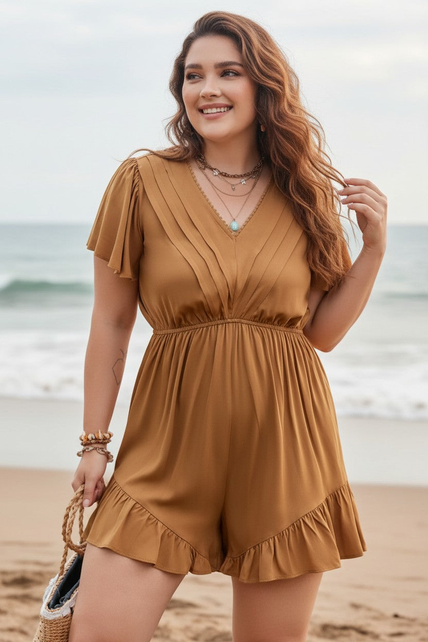 Ruffled V-Neck Romper