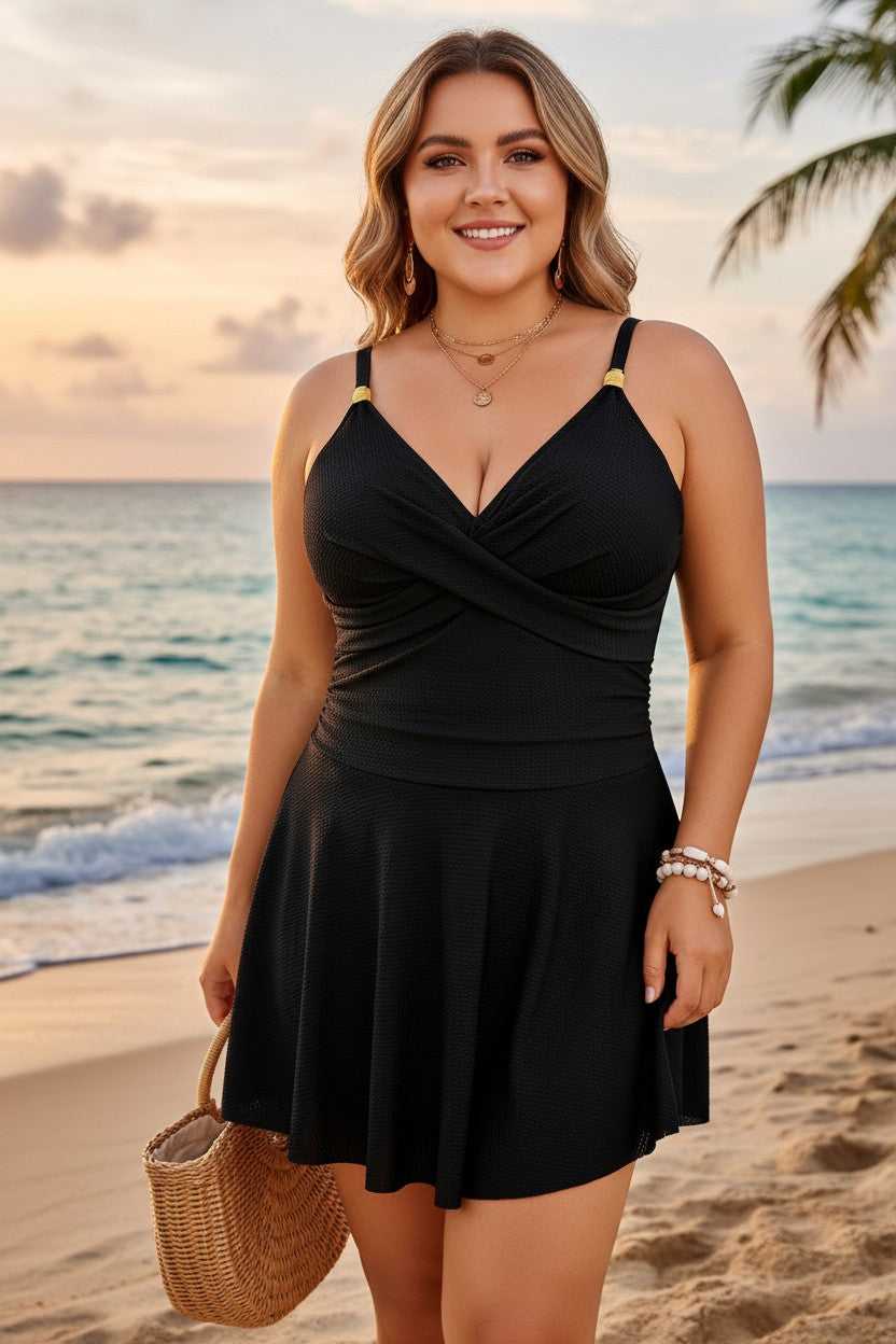 Ruched One-Piece Swim Dress