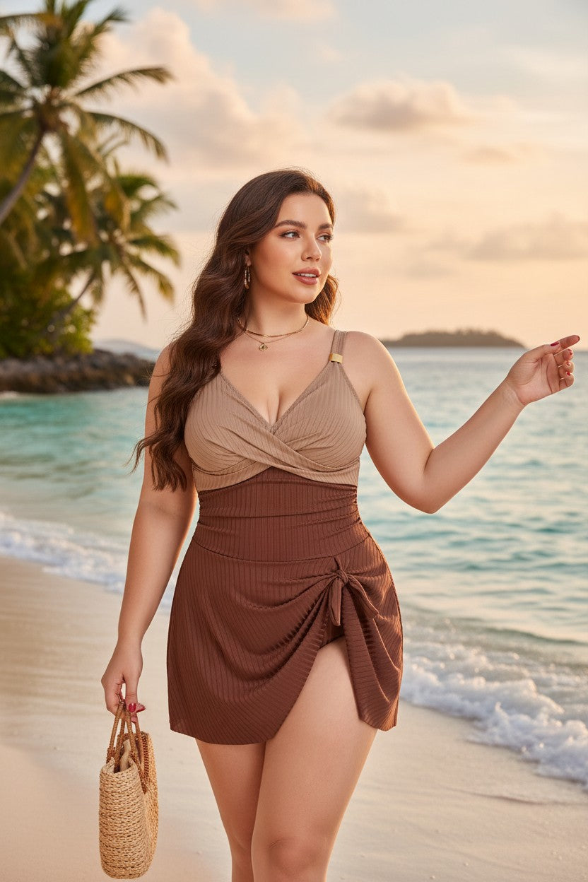 Ruched One-Piece Swim Dress