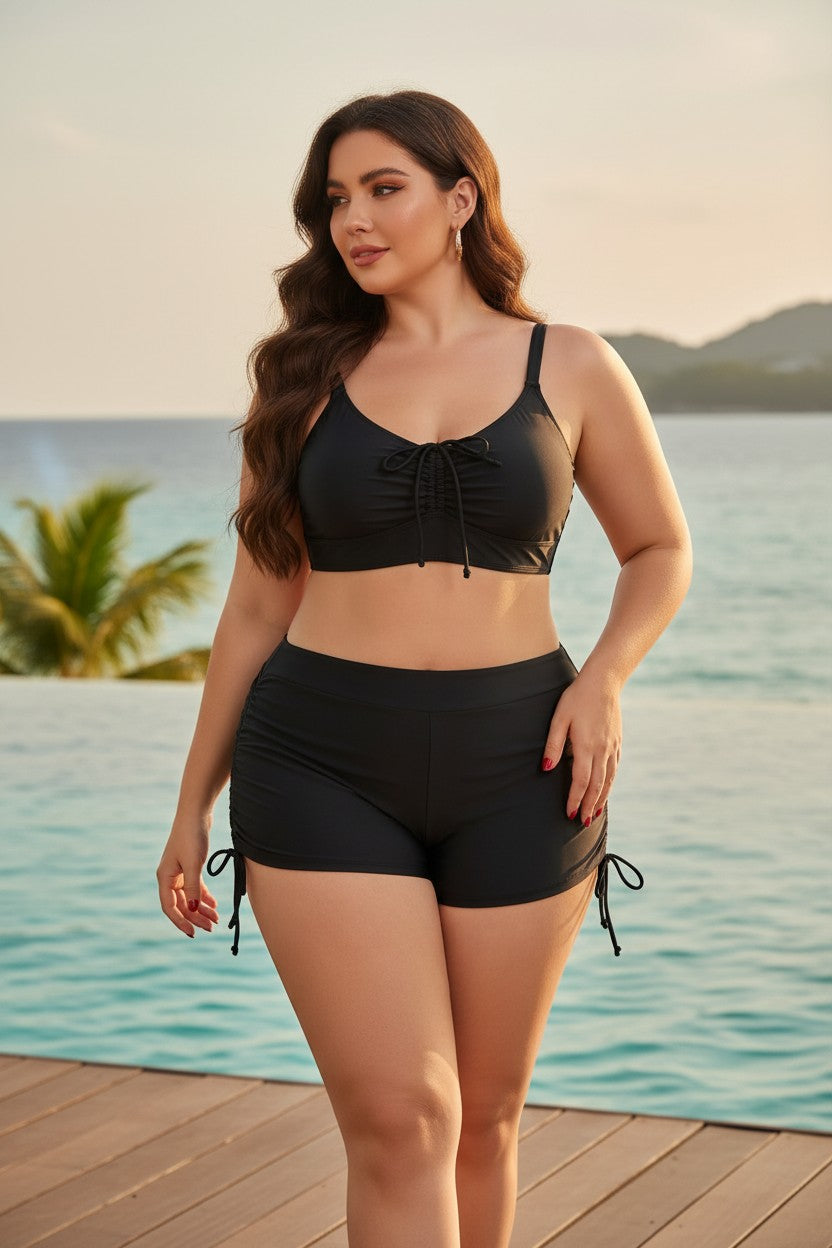 Drawstring Two-Piece Swimwear